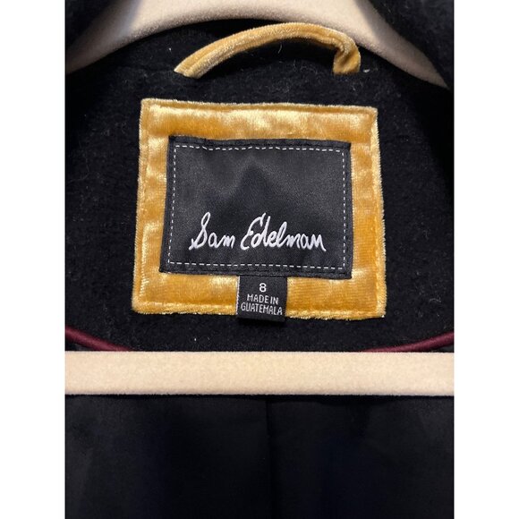 Sam Edelman Womens Long Black Wool Blend Coat Size 8 Button Front - Picture 3 of 7